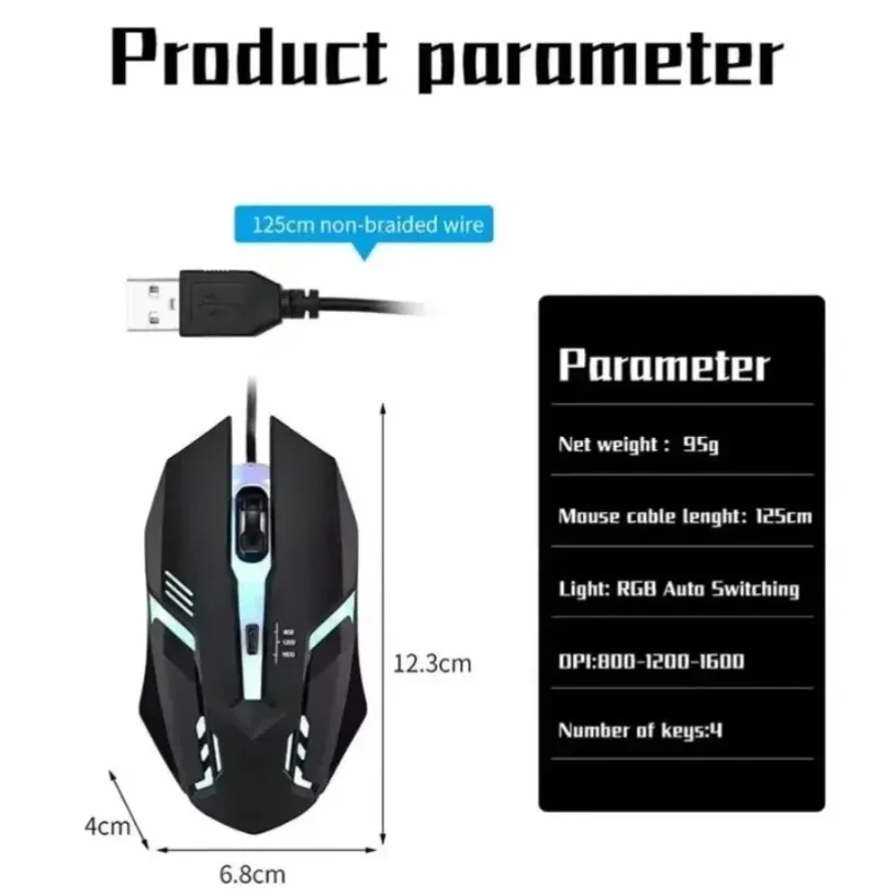 Laptop Mouse - Rato de jogos com fio USB,